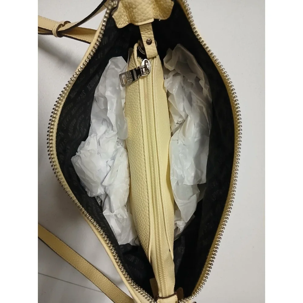 Steve Madden Crossbody Pebbled Yellow Shoulder Bag Adjustable S. Multi Zip #1260